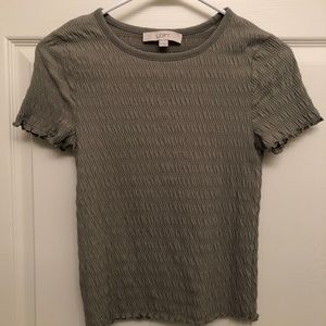 LOFT Smocked Trim Tee - XS